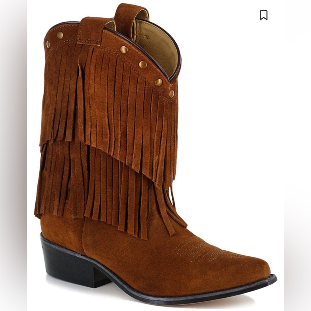 SHYANNE Girls Fringe Snip Toe Western Boots.